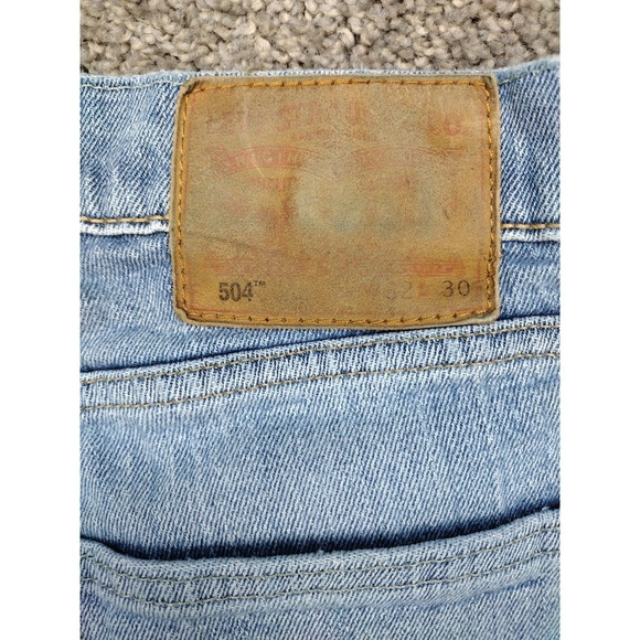 Levis Jeans Mens 32x30 White Oak Cone Denim Pants Light Washout 504 Leather Tag - Picture 5 of 7